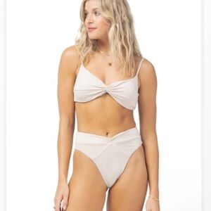 L*Space Shimmer Nancy Lee Bitsy Swim Bottoms Bone Sz M